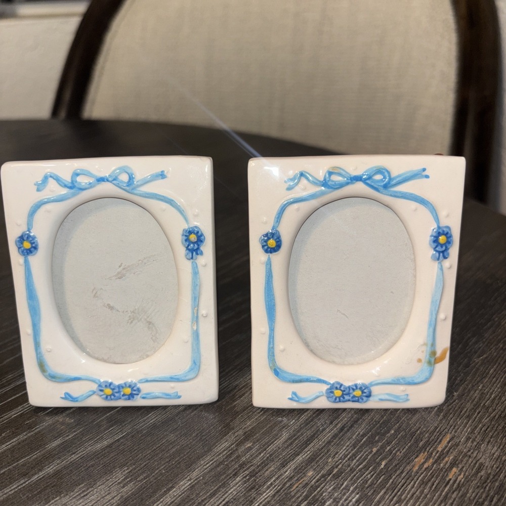 Vintage Romantic Square Porcelain Blue Bows‎ Fits 2x3 Photos Set 2